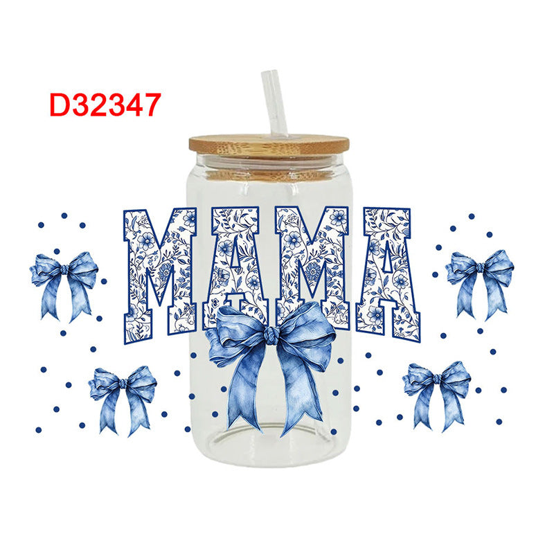Wholesale Mother's Day Ball Bow  16oz Cup UV DTF Wraps