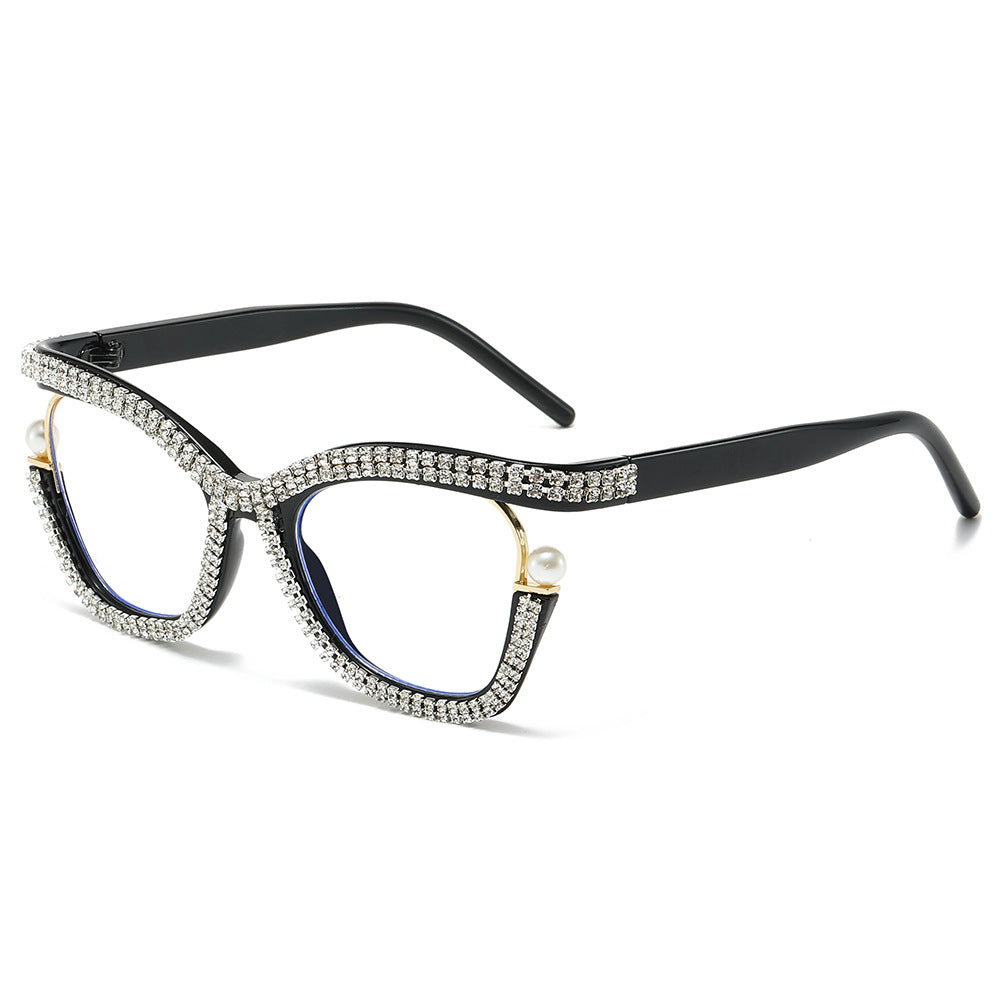 Wholesale Diamond-encrusted Blue Light Blocking Handmade Diamond Pearl Glasses