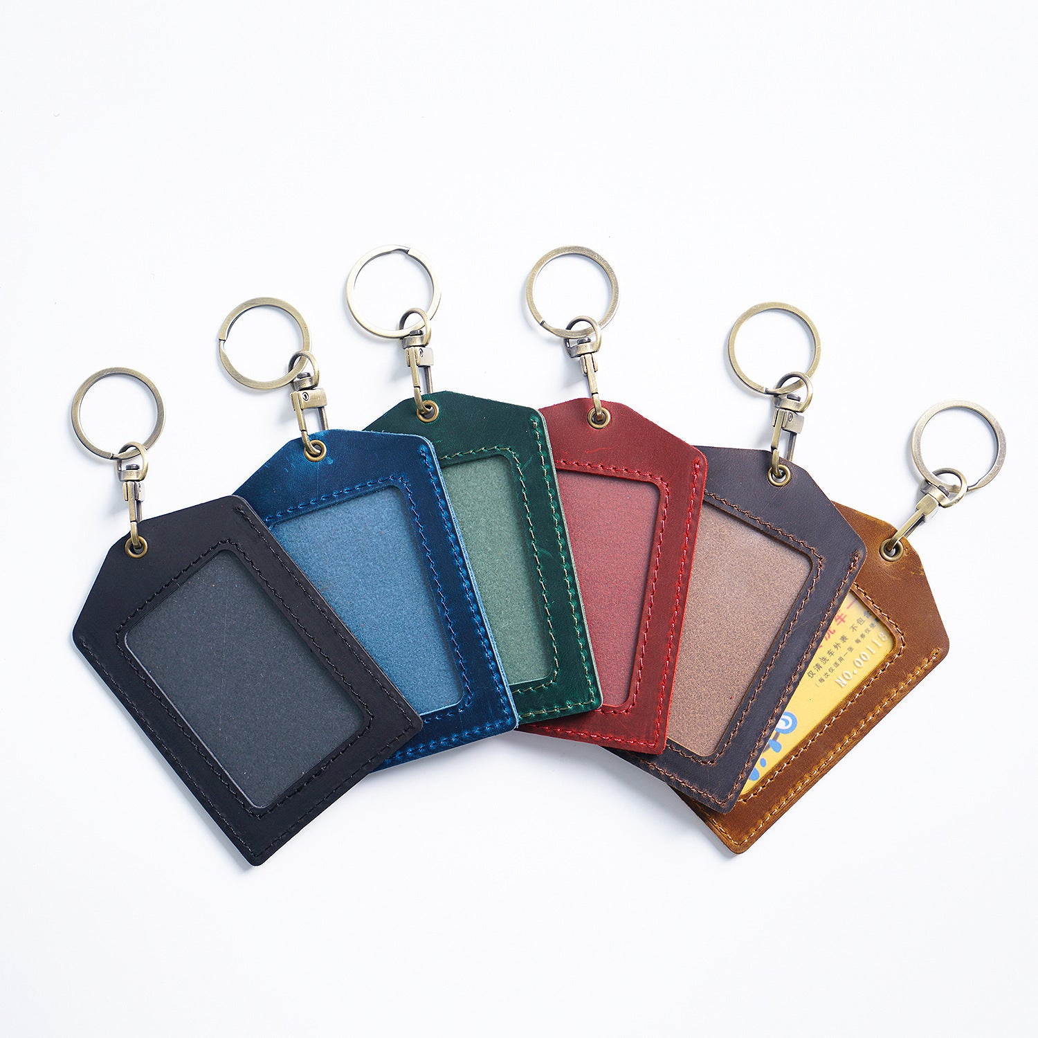 Wholesale Cowhide ID Holder Leather Keychain