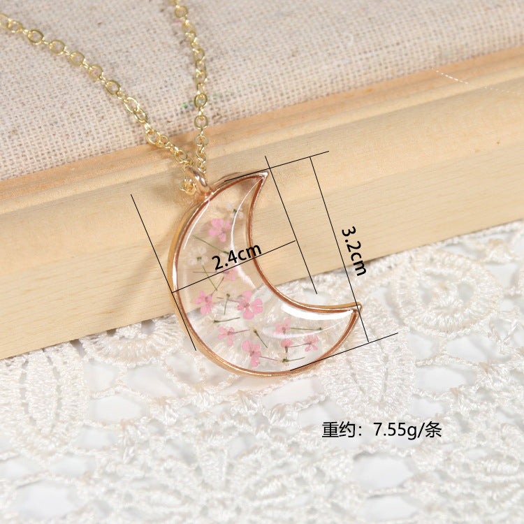Wholesale 10pcs Geometric Dried Flower Gypsophila Natural Plant Specimen Necklace