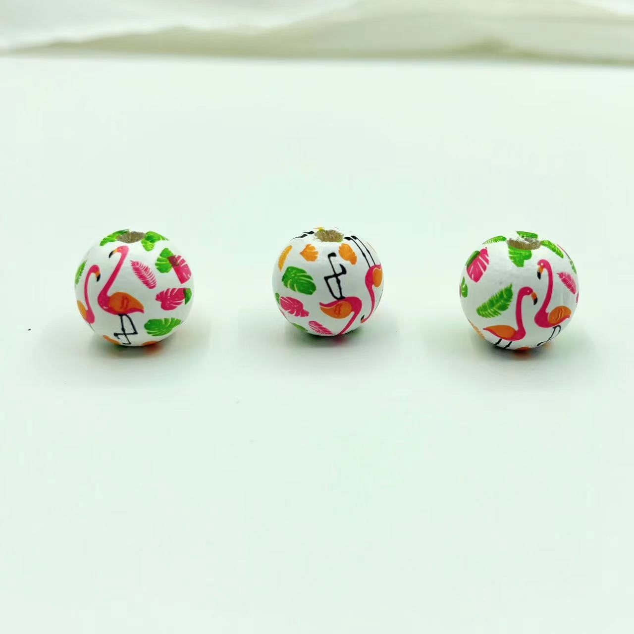 Wholesale of 50PCS/PACK Printed Wooden Beads