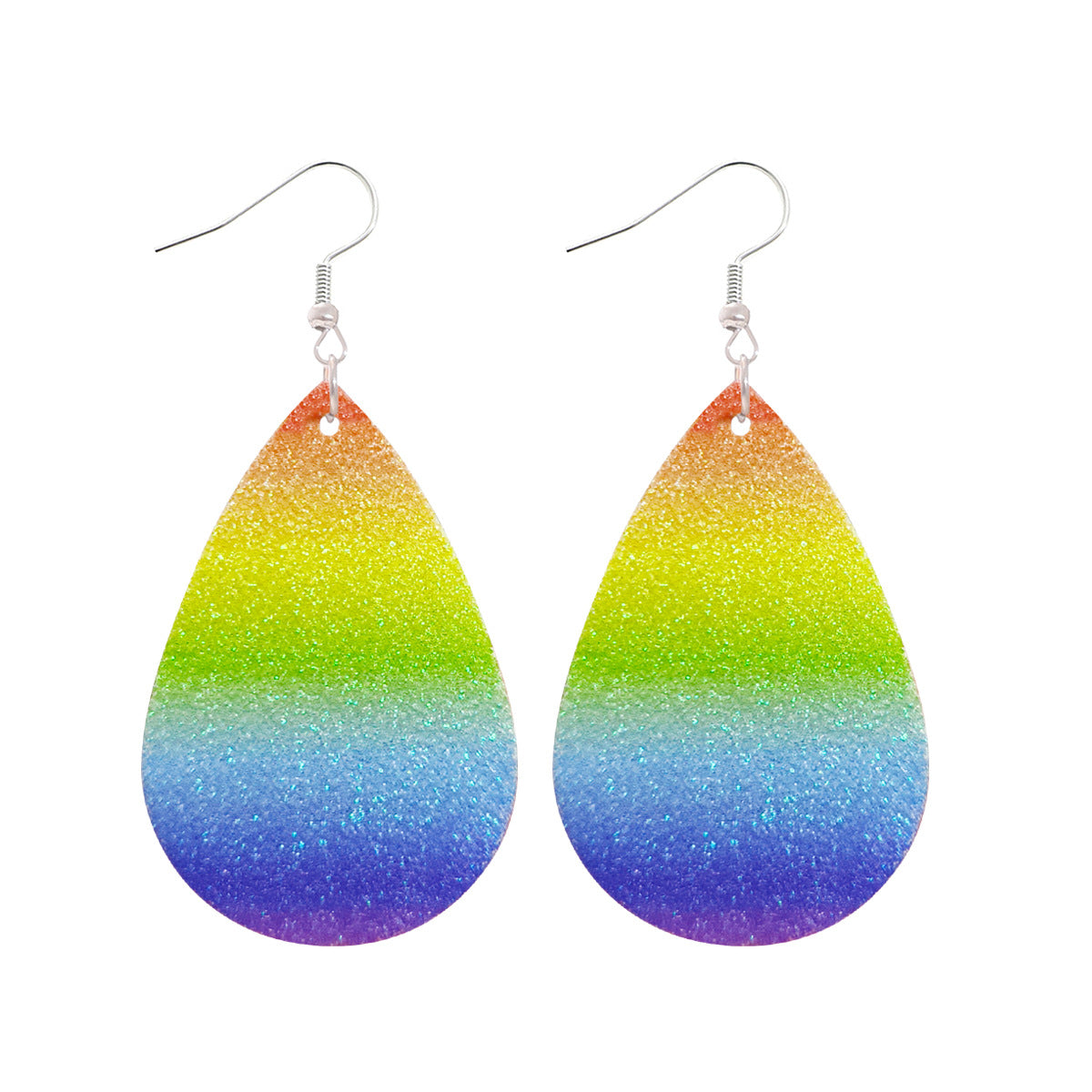 Wholesale Rainbow Stripe Love Butterfly Drop Leather Earrings