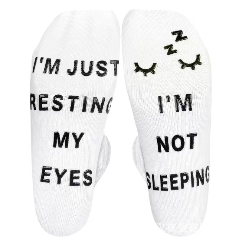 Wholesale of European and American Cotton Medium Cylinder Letter Anti Slip Adhesive Socks