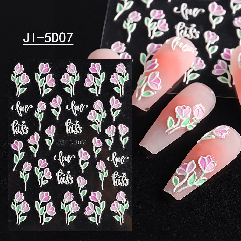 Wholesale 3pcs 5D nail art stickers
