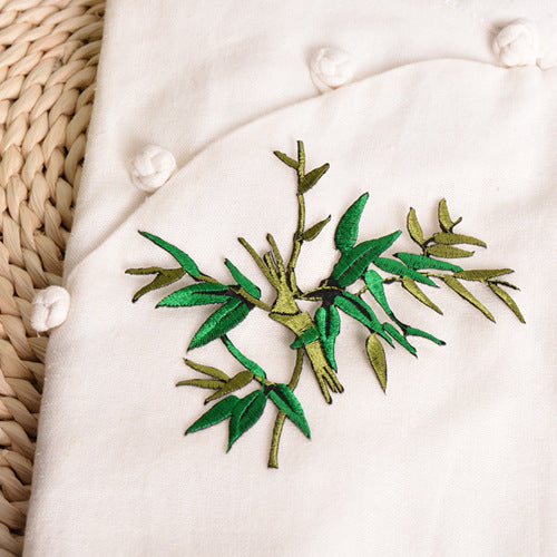 Wholesale Ethnic Bamboo Embroidery Patch Polyester Cotton Adhesive Backing Fashion Accessory For Clothing And Cheongsam Decor