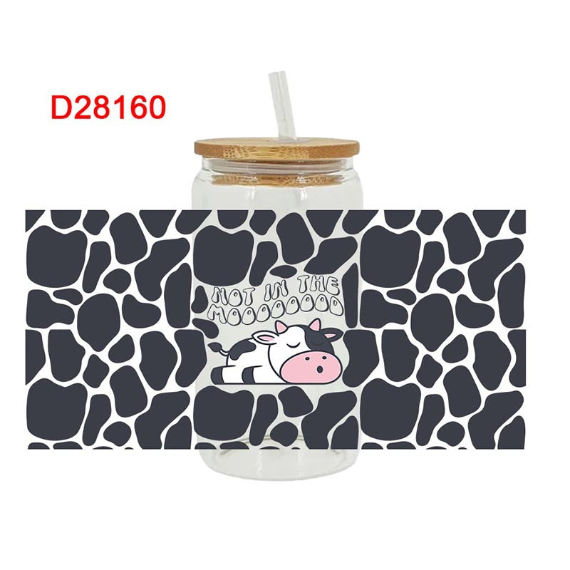 Wholesale Colorful Cartoon Cow 16oz Cup UV DTF Wraps