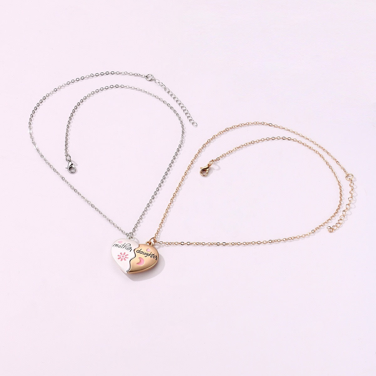 Wholesale Mother' s Day Parent Child Alloy Drip Oil Necklace