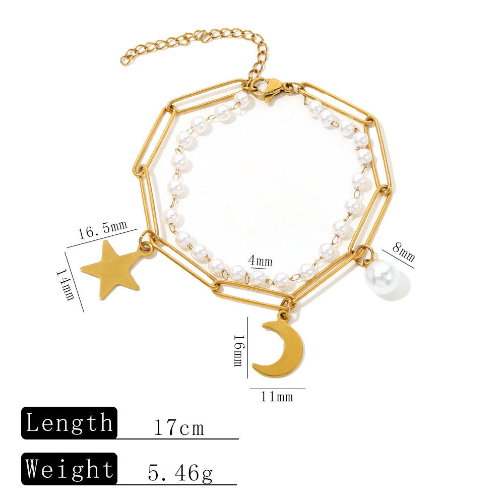 Wholesale Pearl Starfish Moon Cross Pendant Jewelry Bracelet
