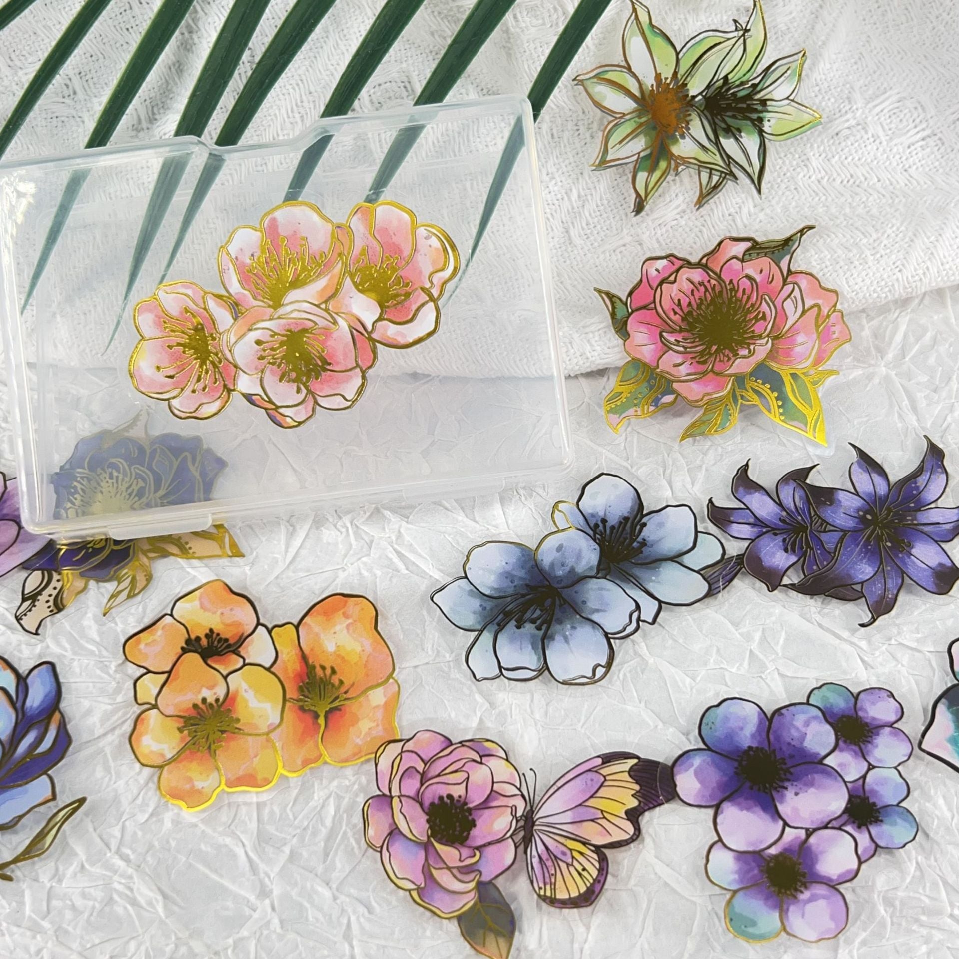 Wholesale 50pcs hot stamping floral Waterproof Vinyl Stickers