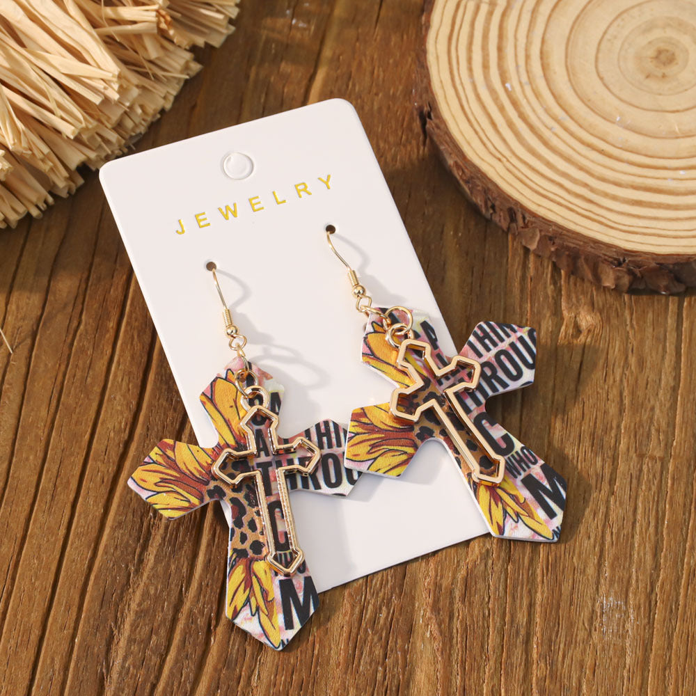 Wholesale Western-style double cross earrings