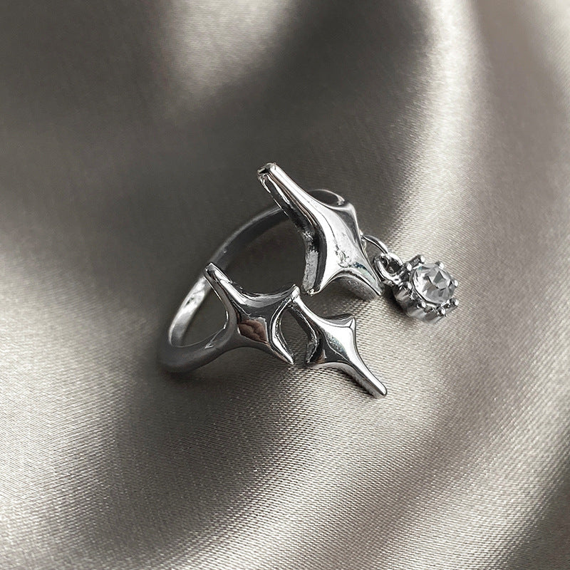 Wholesale Silver Inlaid Moonstone Geometric Open Ring
