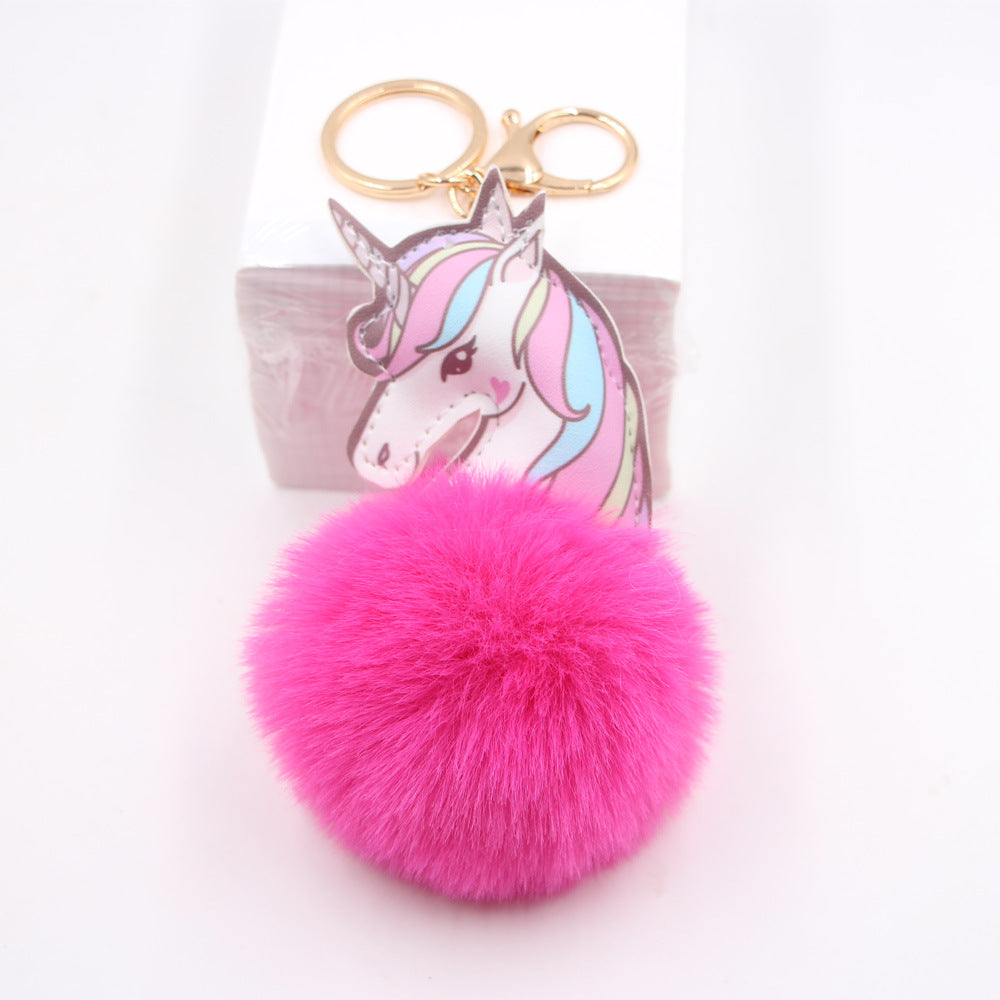 Wholesale Unicorn Fur Ball Car Keychain Bag Charm Pendant Cute Cartoon Toy Decorative Accent For Everyday Use Party Boutique