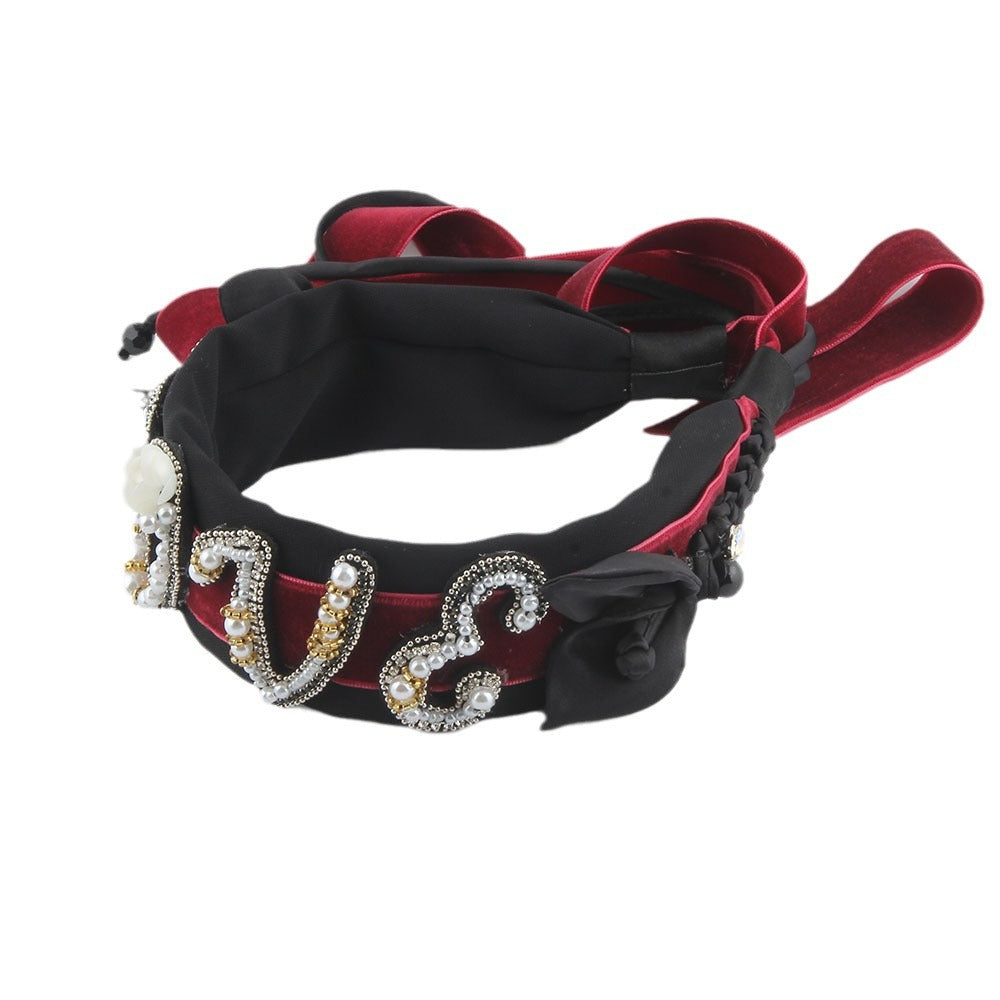 Wholesale Hair Art Pearl Fringe Wide Brim Headband