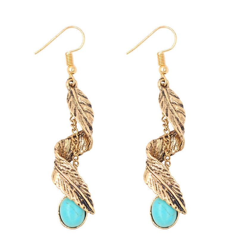 Wholesale Bohemian Turquoise Alloy Geometric Earrings