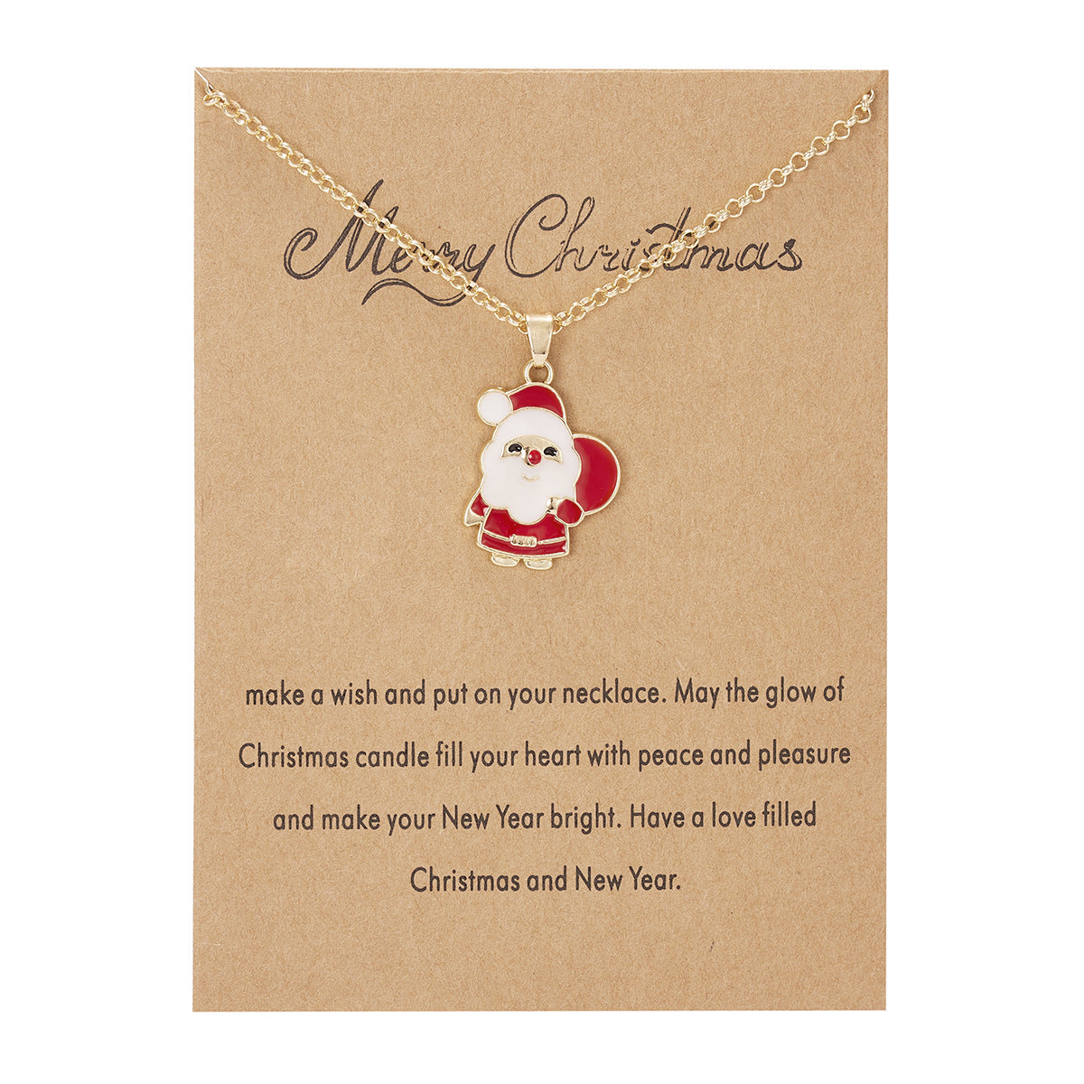 Wholesale Christmas Wish Painting Oil Paper Card Necklace