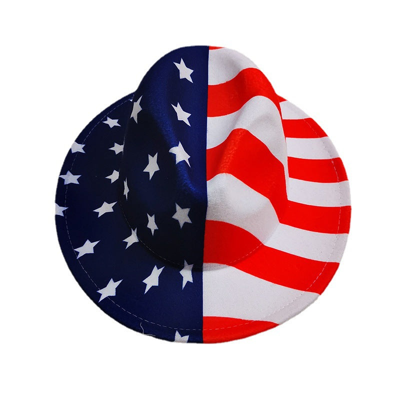 Sombrero de jazz de lana de lana de bandera estadounidense al por mayor