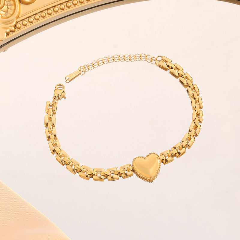 Wholesale Titanium steel heart strap thick chain bracelet