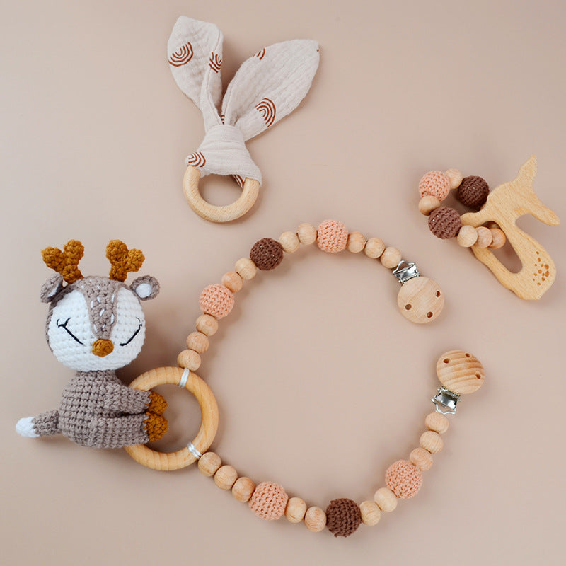 Wholesale Rattle Baby Knitted Wool Animal Doll Can Chew Crochet Pendant