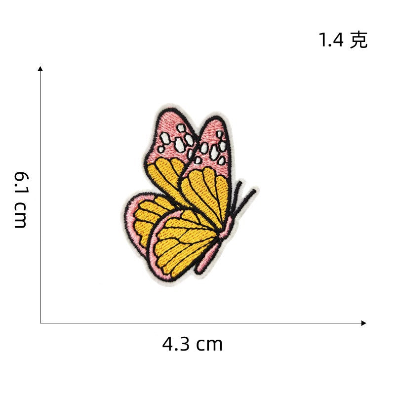 Wholesale Embroidered Butterfly Cartoon Floral Iron On Patch For Hat Decorative Fashion Accessory