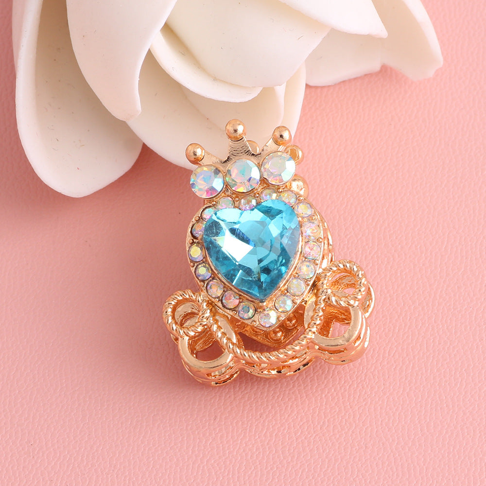 Wholesale 5pcs/pack  Pumpkin carriage heart-shaped crystal alloy rhinestone ball with straight hole  Fancy Beads