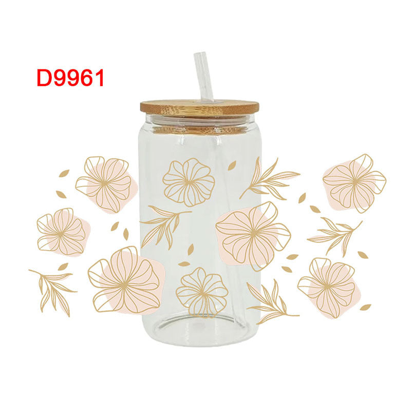 Wholesale Flower Butterfly 16oz Cup UV DTF Wraps