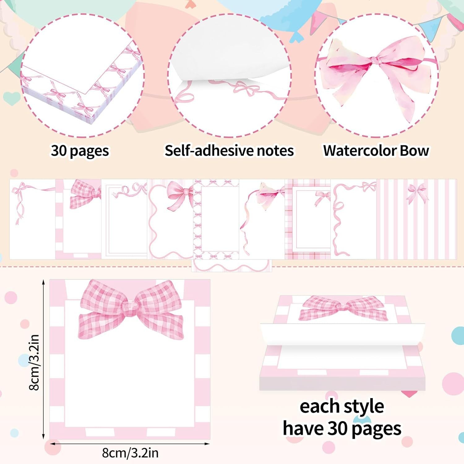 Wholesale  Creative Sticky Notes Pink Bow Cute