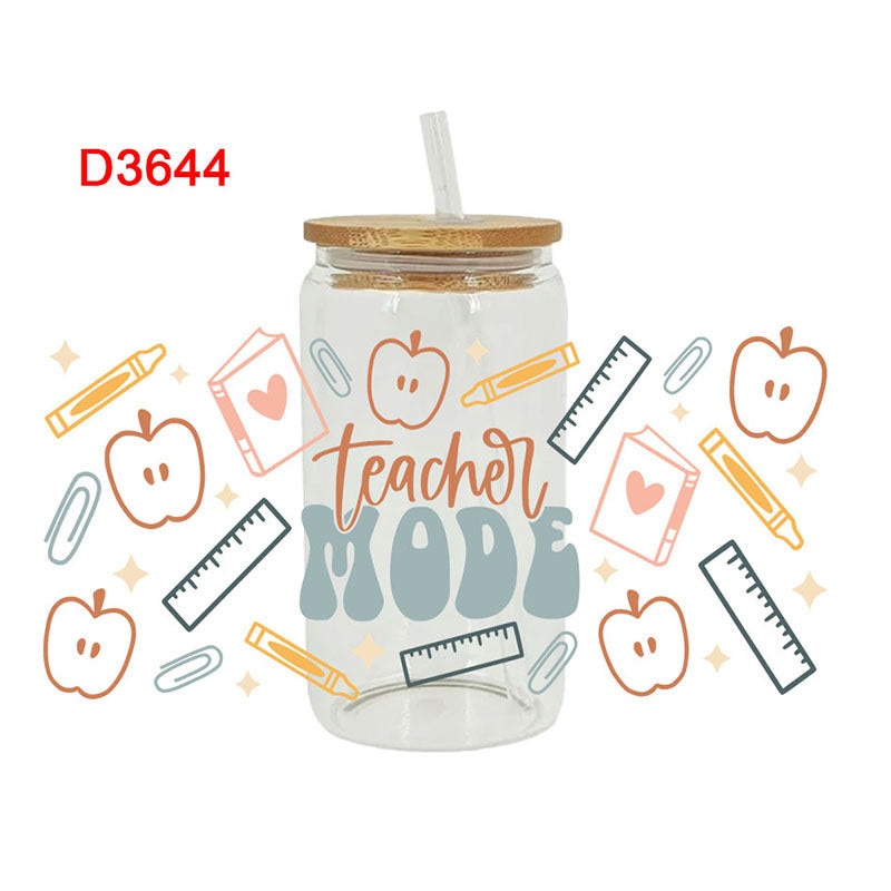 Wholesale Cartoon Cute Teacher Campus Theme 16oz Cup UV DTF Wraps