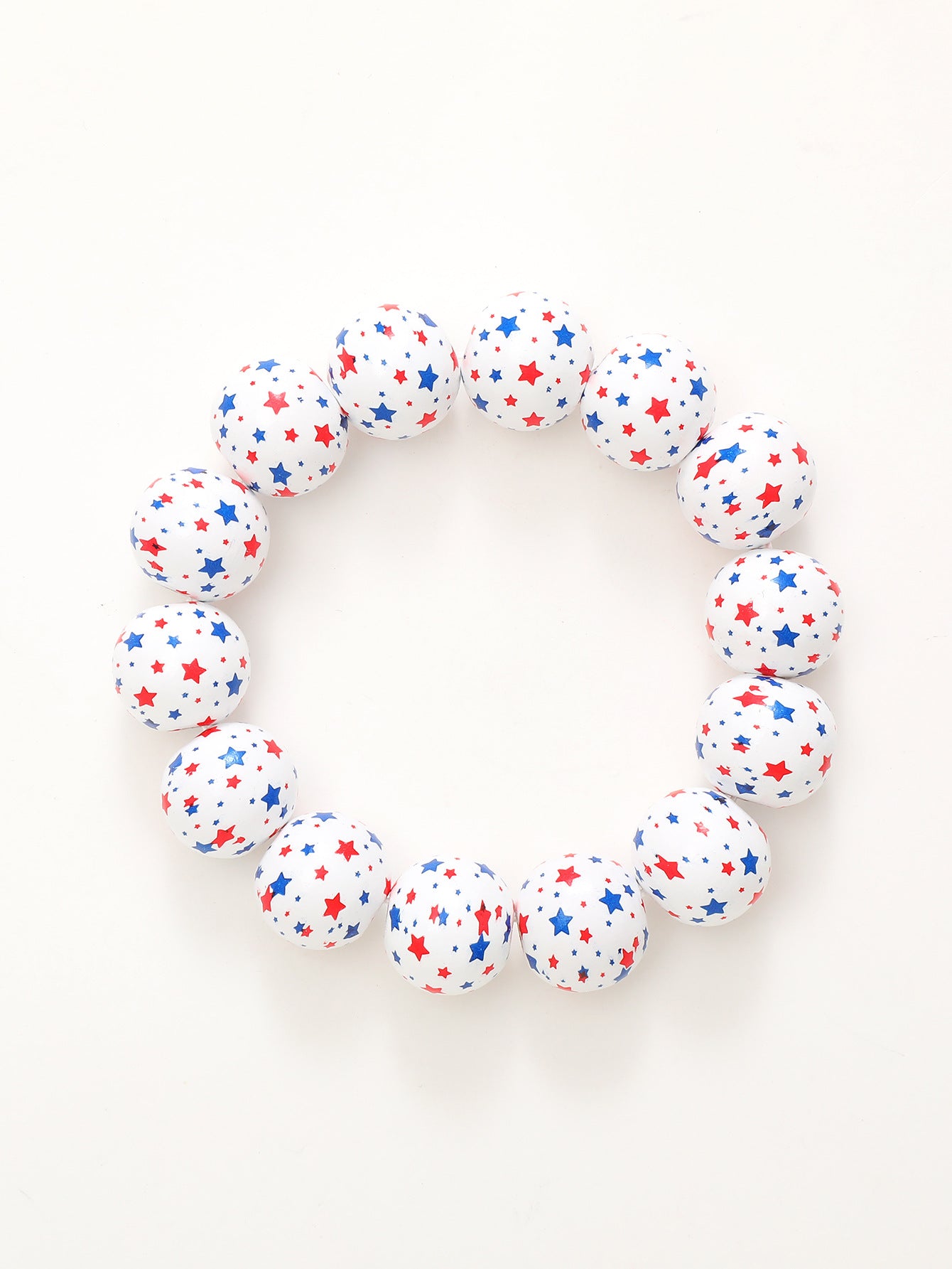 Wholesale American Independence Day Stars and Stripes Bright Color Wooden Beaded Bracelet