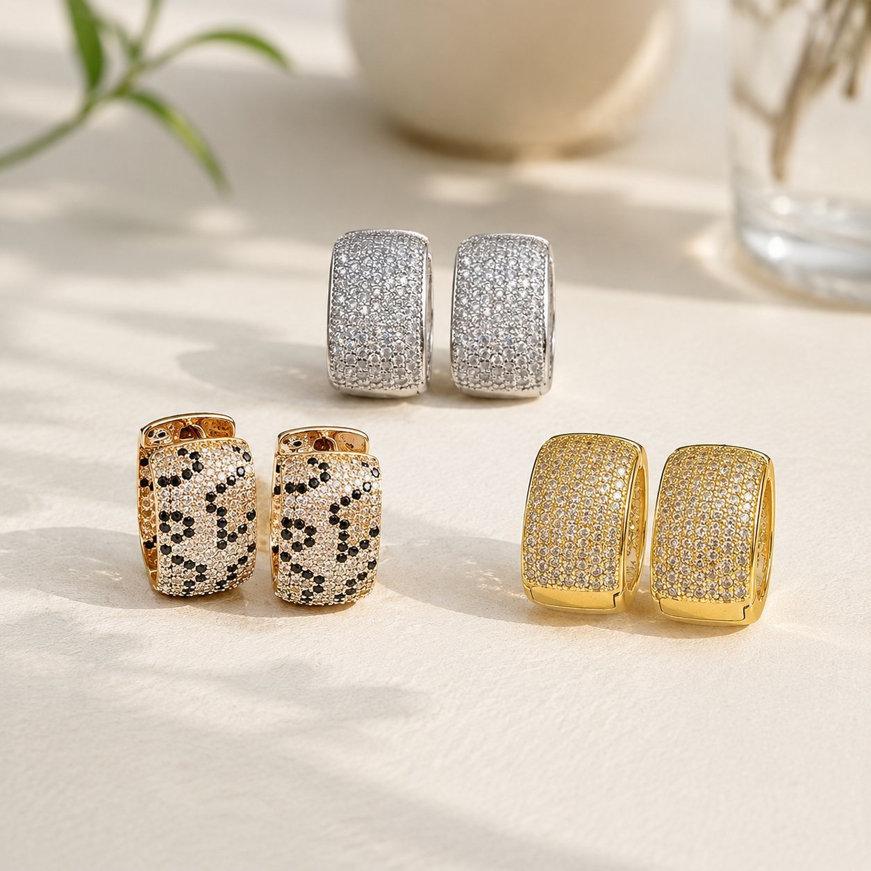 Wholesale Trendy U Shaped Zircon Earrings Alloy Silver White Women S Boutique Resale