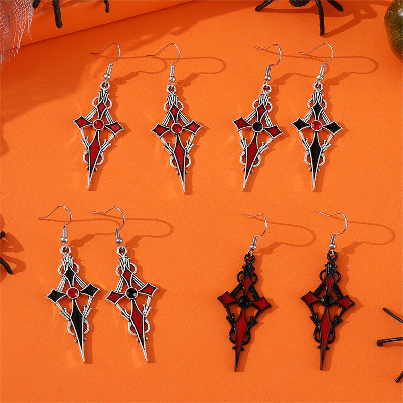 Wholesale Dark Punk Style  Cross Vampire Earrings