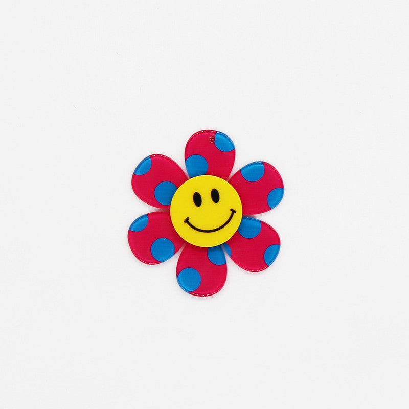 Wholesale 10pcs Retro Colorful Dots Smiley Face Flower Accessories FlatBack