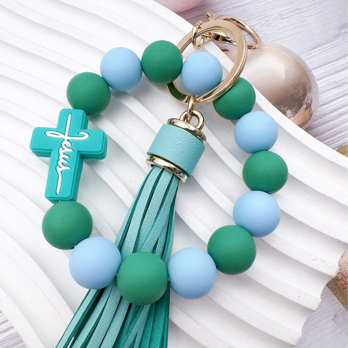 Wholesale Cross Beaded Bracelet Keychain