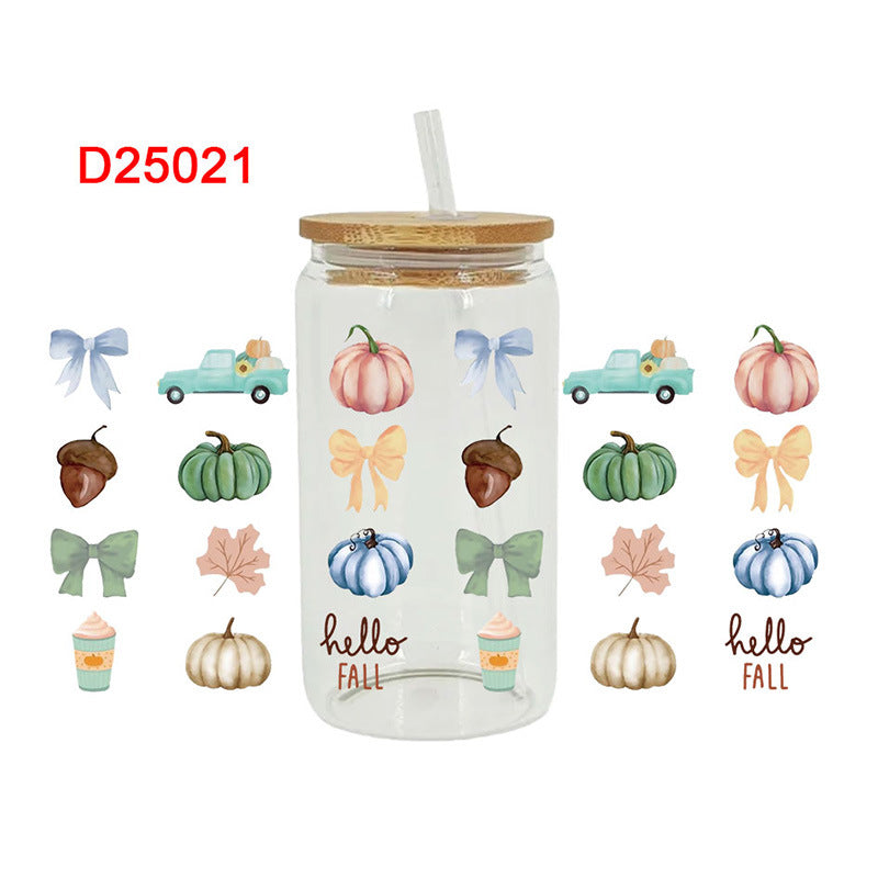 Wholesale  Pumpkin animal harvest  16oz Cup UV DTF Wraps