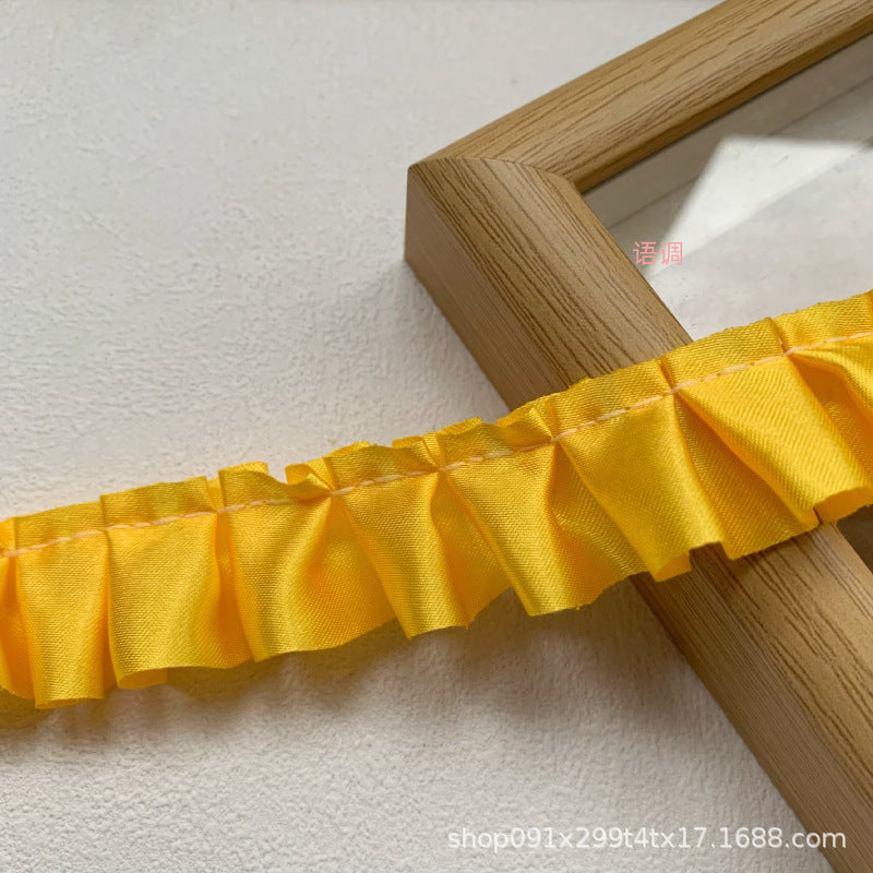 Wholesale 10pcs 2.5cm Satin Pleated Color Lace Baby Clothes Clothing Accessories Handmade Diy Cheering Fan Cartoon Material