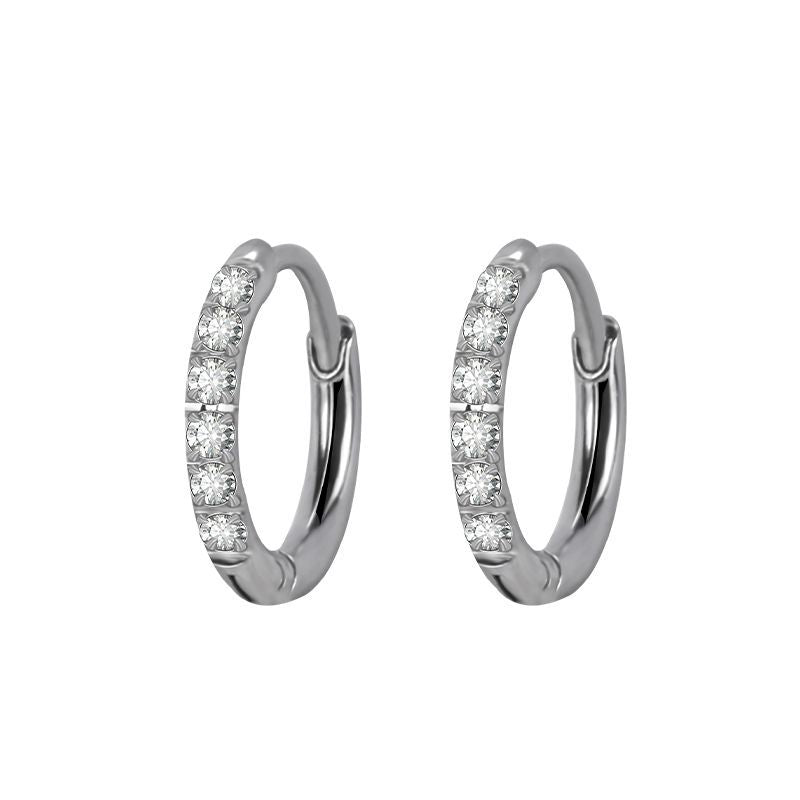 Wholesale Stainless Steel Diamond Silver Couple Earrings
