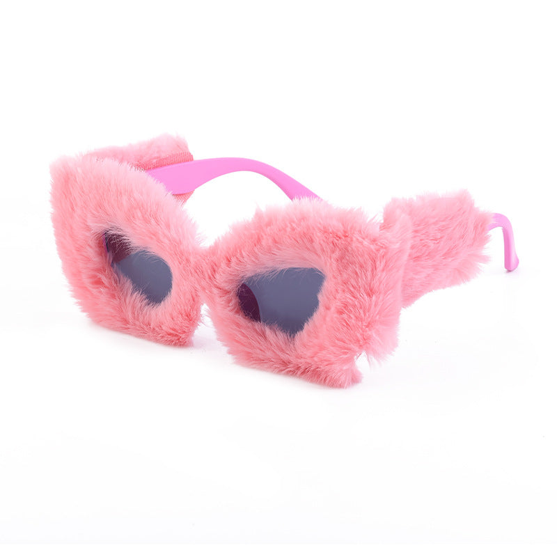 Wholesale Plush Winter Fashion Cat-eye Sunglasses