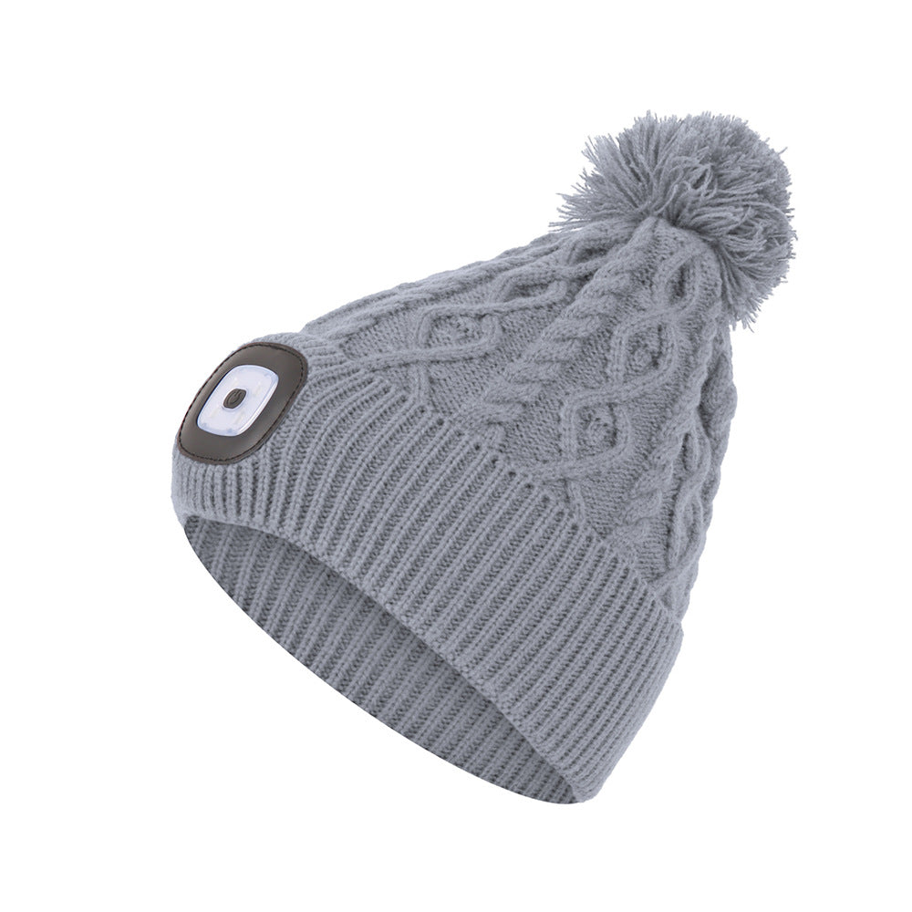 Wholesale Wool Cap LED Luminous USB Charging Wool Ball Knitted Cap