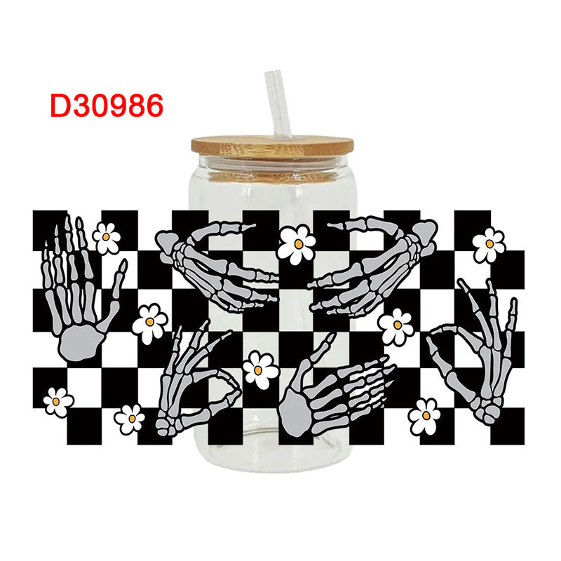 Wholesale Skeleton bow 16oz Cup UV DTF Wraps