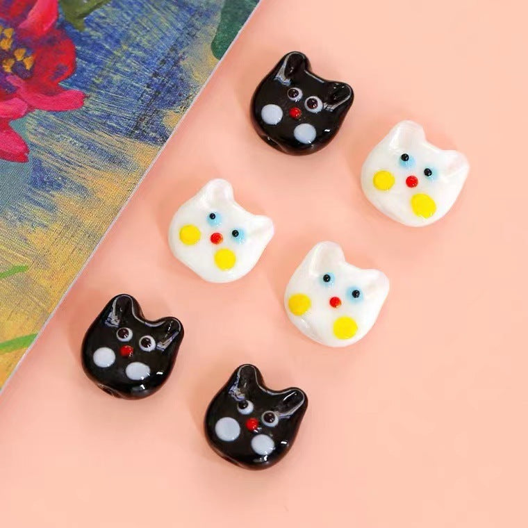 Wholesale 10pcs cat Bead DIY Through Hole Perforated Beads
