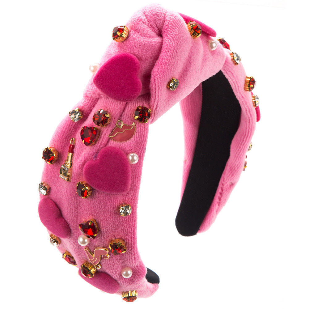 Wholesale Glass Diamond Inlaid Valentine's Day Headbands