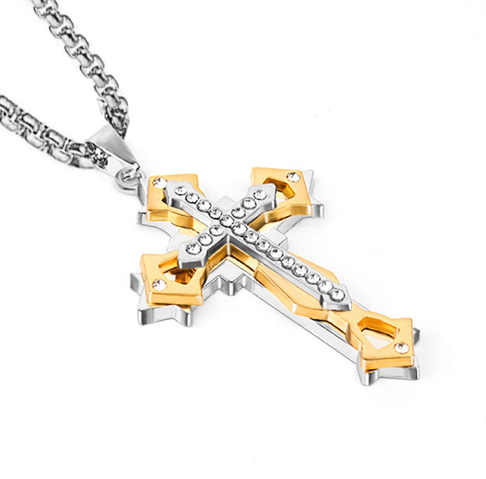 Wholesale Stainless Steel Cross Necklace with Diamonds