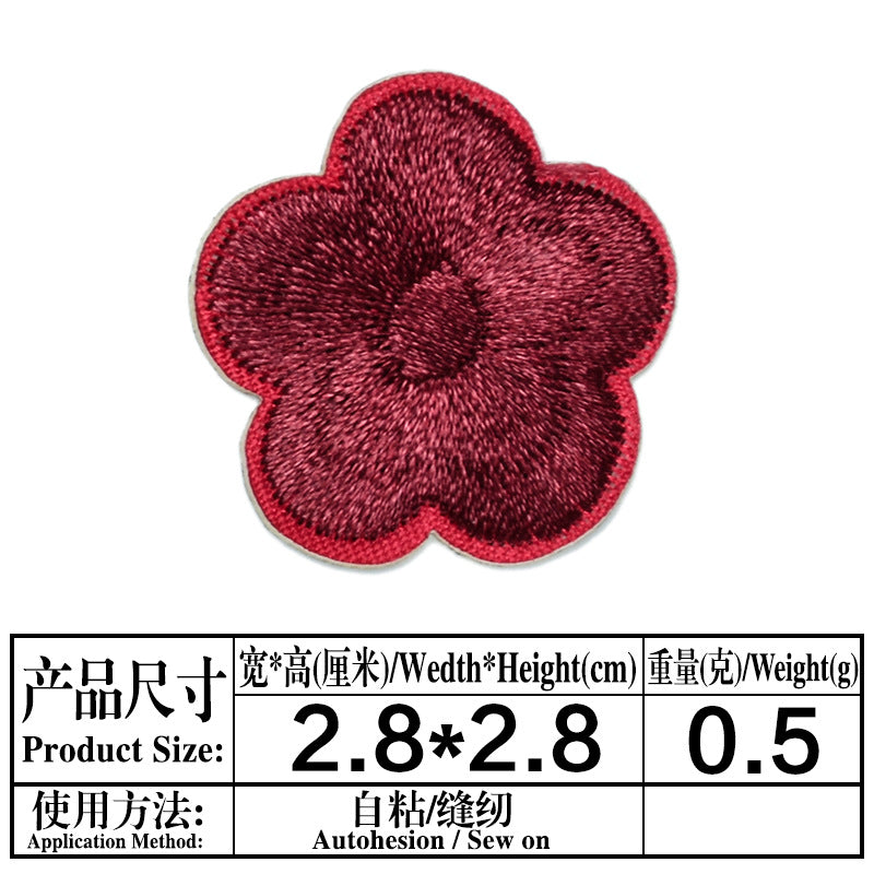 Wholesale Chic Embroidered Plum Blossom Patches Self Adhesive Flower Decorative Accents For Phone Cases Bags ets And Towels