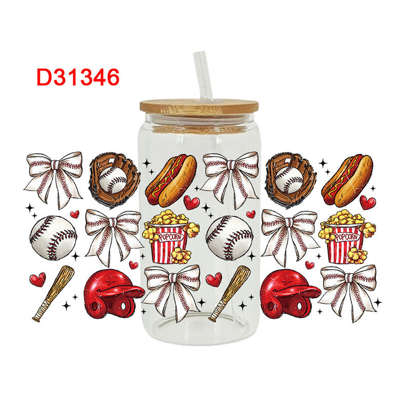 Wholesale Baseball Bow Series  16oz Cup UV DTF Wraps