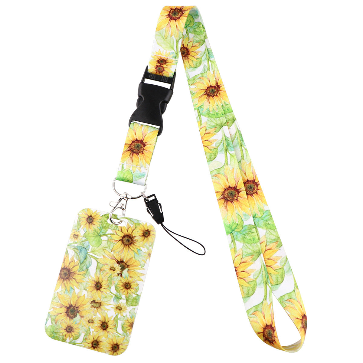 Wholesale Sunflower Card Holder Ribbon Polyester Phone Lanyard Keychain