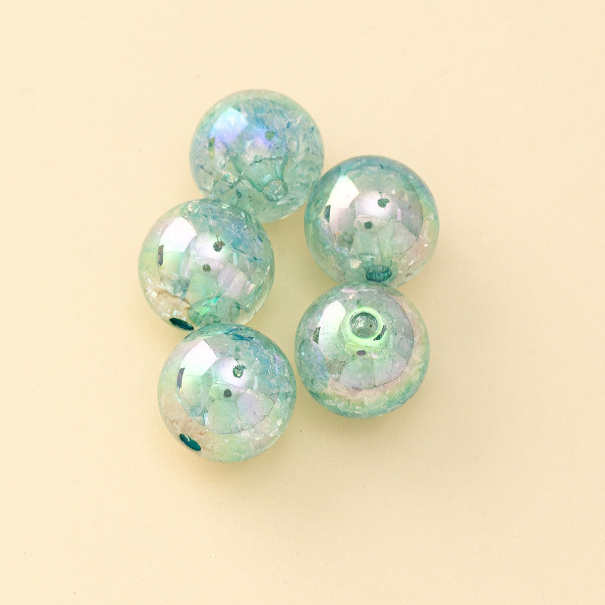 Wholesale 200pcs Burst Clear Straight Hole Multicolored Aurora Round Beads