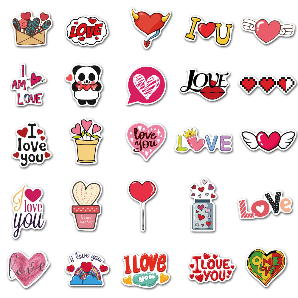 Wholesale  50pcs Valentine' s Day Love Cartoon  Stickers