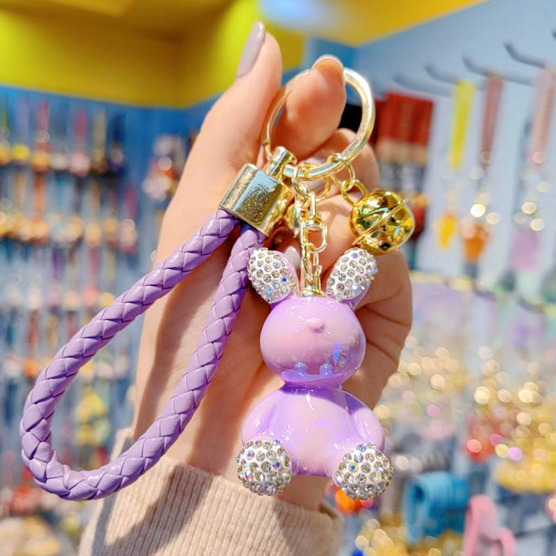 Keychains de diamantes con bunny de electroplacas de coloridos al por mayor