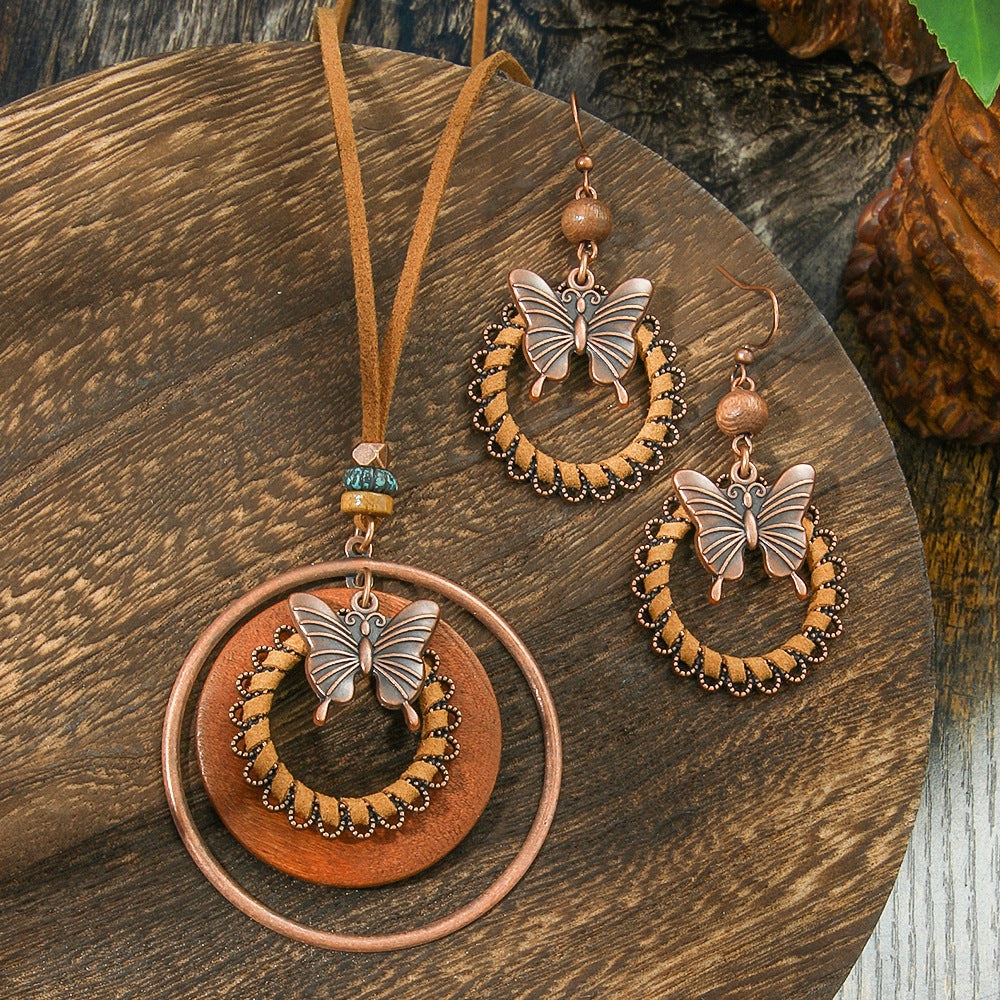Wholesale Bohemian Butterfly Earrings And Necklace Set Alloy Electroplated Fashion Jewelry Accessory Great For Everyday Wear Or Gift