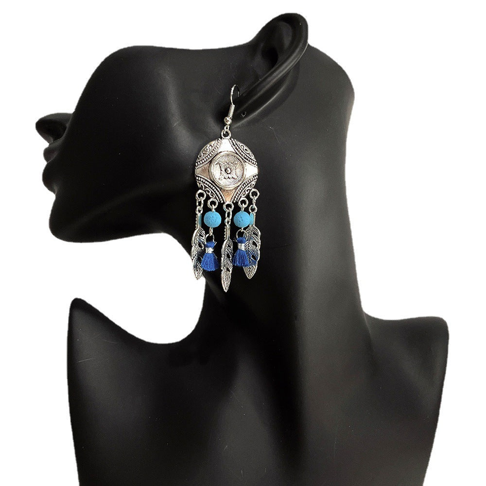 Wholesale Antique Silver Bohemian Earrings Long Metal Earrings