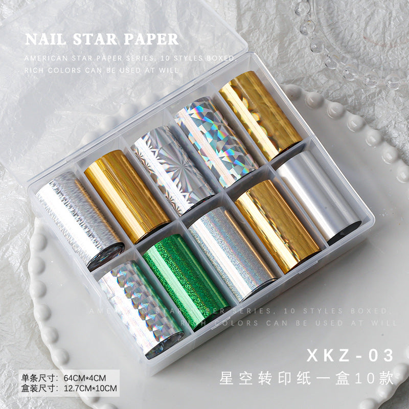 Wholesale Snow mowing nail art transfer paper gentle temperament gentle fairy hand-painted flower nail accessories starry sky transfer paper